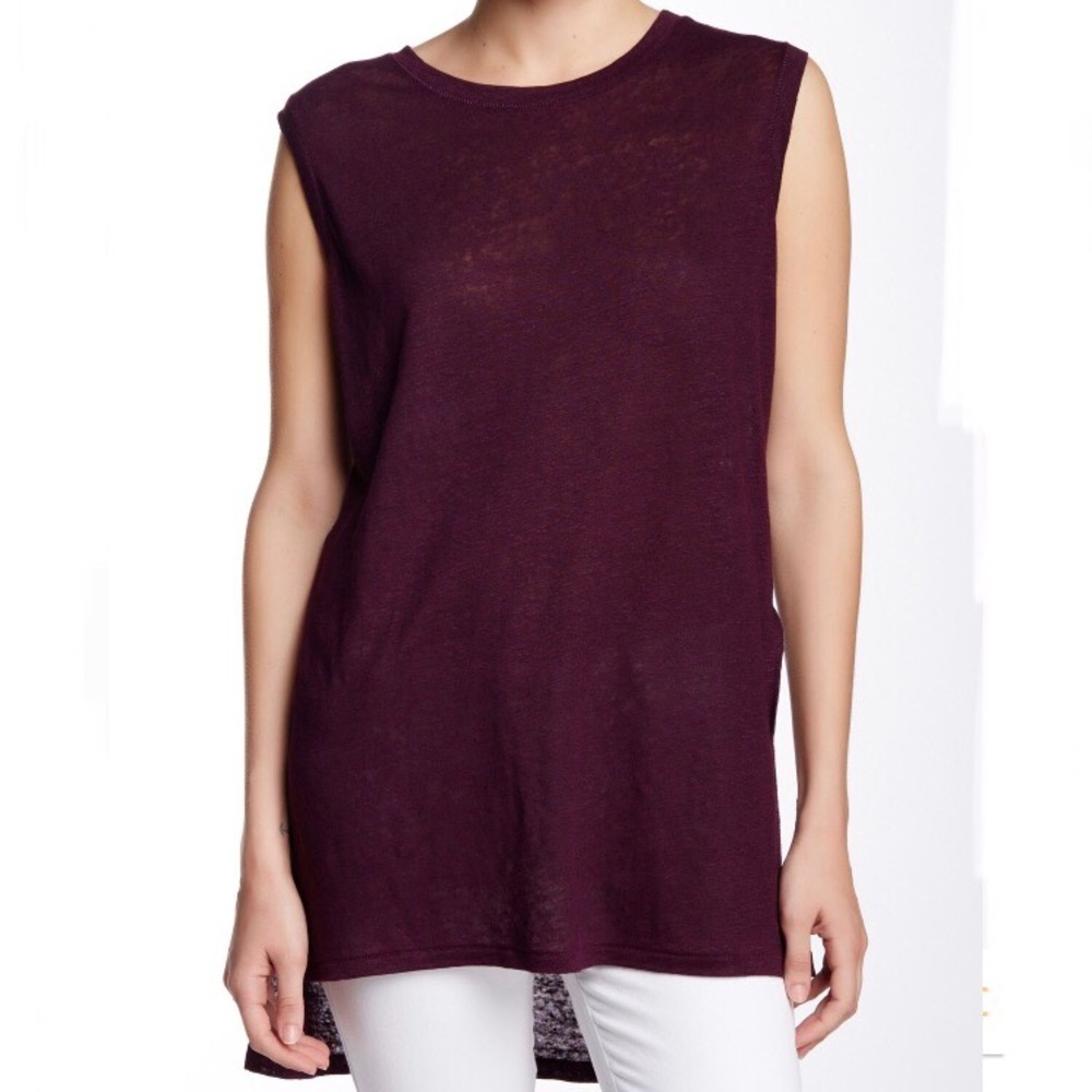 MICHAEL STARS~Crewneck Linen Hi-Low Tank~XS